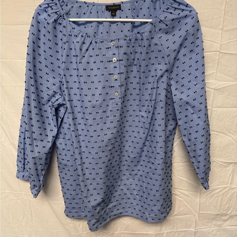 Talbots Blue Blouse Elegant Design Size Large lightweight